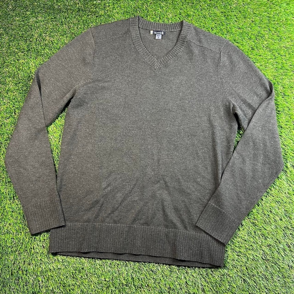 Smartwool Sparwood V-Neck Sweater Small Gray Merino Wool Blend Pullover SW016432